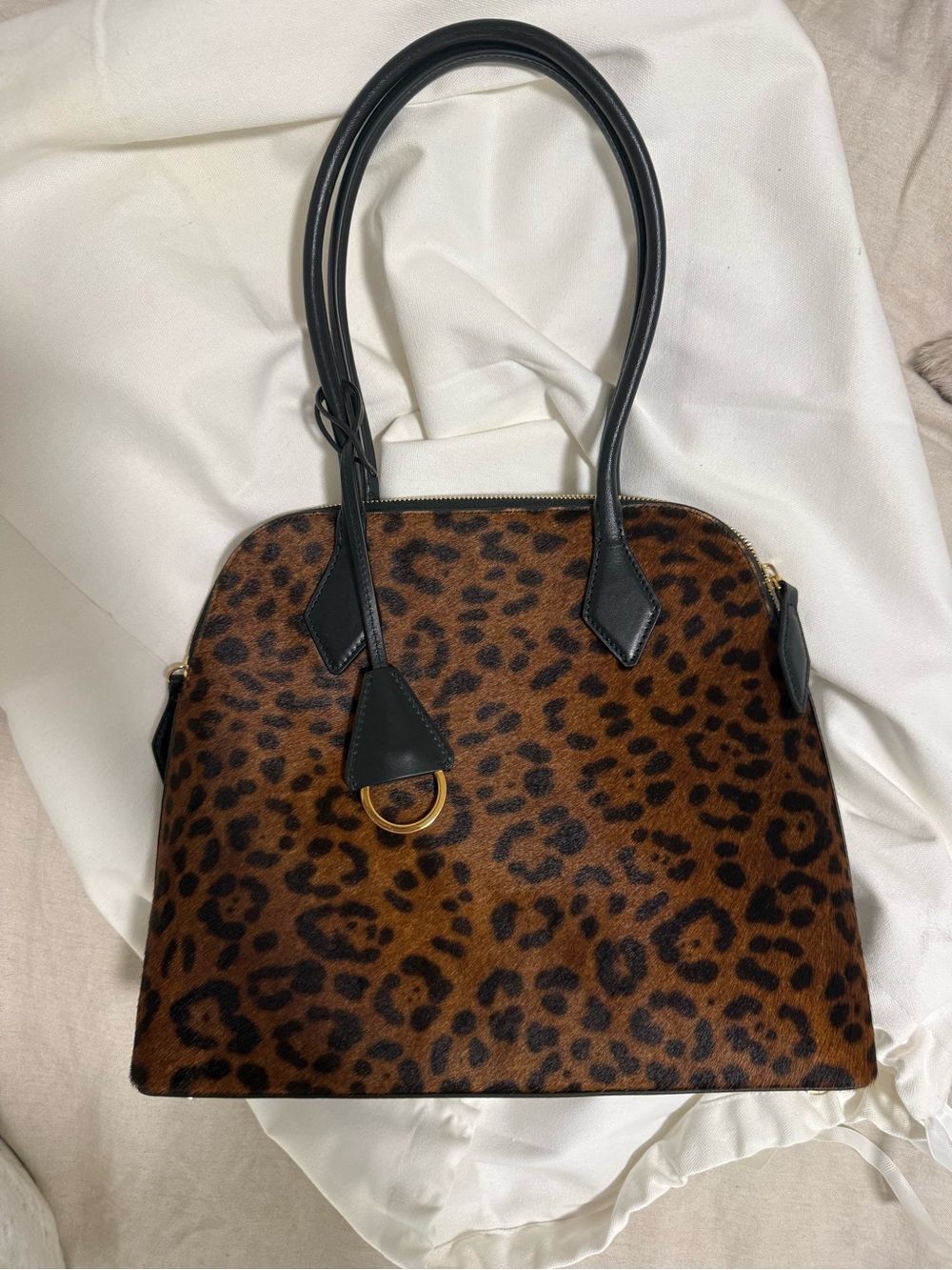 Reformation Leopard Print Dome Satchel - Brown & Black